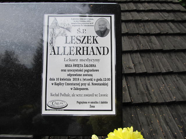 Leszek Allerhand Zakopane - Grobonet - Wyszukiwarka osób pochowanych