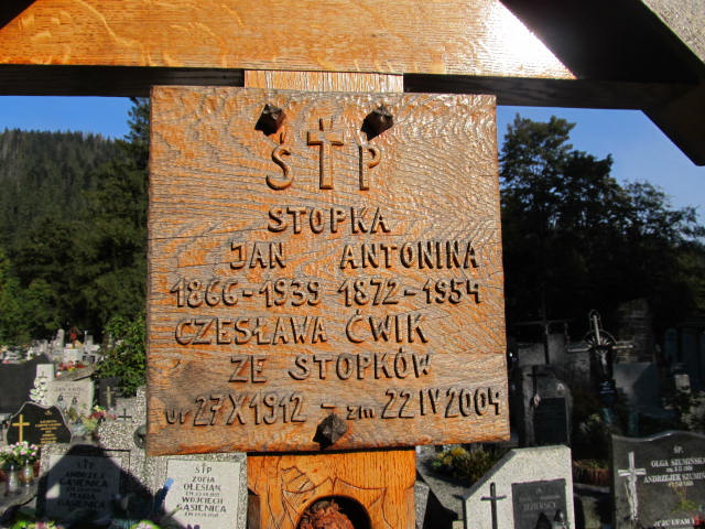 Antonina Stopka 1871 Zakopane - Grobonet - Wyszukiwarka osób pochowanych