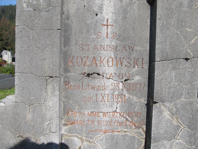 Stanisław Kozakowski 1877 Zakopane - Grobonet - Wyszukiwarka osób pochowanych